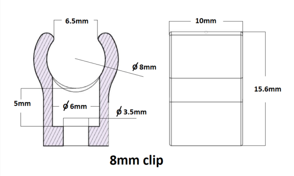 Heavy Duty Open Pipe/Conduit Single Clips | Snap-in Type | NylonCF | 6mm-8mm - Image 14